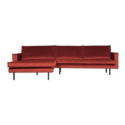 WOOOD Rodeo bank chaise longue links velvet Kastanjebruin