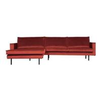 WOOOD Rodeo bank chaise longue links velvet Kastanjebruin - thumbnail