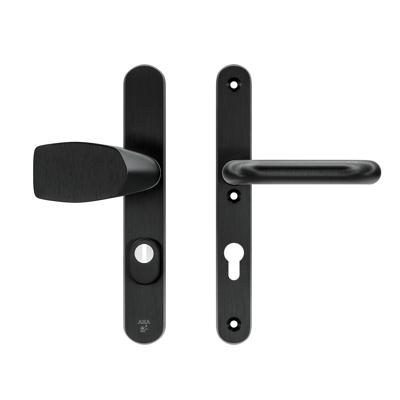 AXA AXA Oval Plus veiligheidsbeslag voordeur smalschild Wing knop/U-kruk PC72 met kerntrekbeveiliging SKG3 - aluminium/zwart AXA AXA Oval Plus veiligheidsbeslag voordeur smalschild Wing knop/U-kruk PC72 met kerntrekbeveiliging SKG3 - aluminium/zwart