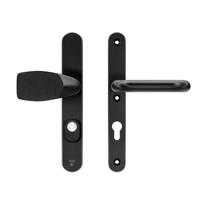 AXA AXA Oval Plus veiligheidsbeslag voordeur smalschild Wing knop/U-kruk PC72 met kerntrekbeveiliging SKG3 - aluminium/zwart - thumbnail