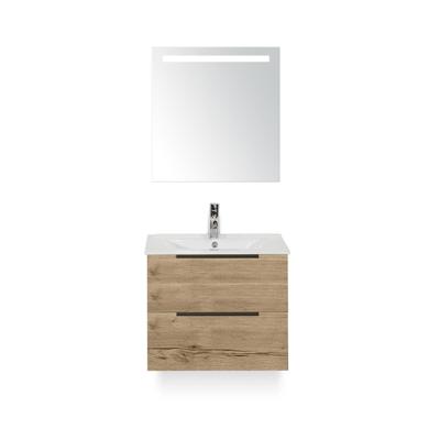 Seville Badmeubelset 60 cm - Natuur Eiken Edge greep - Wastafel Enjoy - met Sence Spiegel