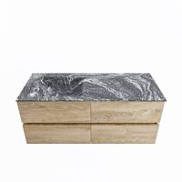 MONDIAZ VICA-DLUX 120cm badmeubel onderkast Washed Oak 4 lades. Inbouw wastafel CLOUD links 1 kraangat, kleur Lava. - thumbnail