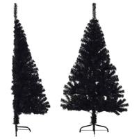 VidaXL Kunstkerstboom met standaard half 150 cm pvc zwart - thumbnail