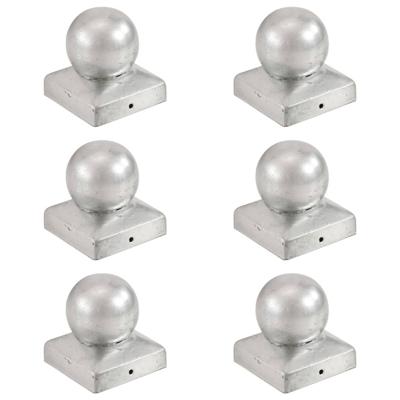 VidaXL Paalkappen 6 st bol 71x71 mm gegalvaniseerd metaal