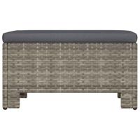 Voetensteun met kussen poly rattan grijs - thumbnail