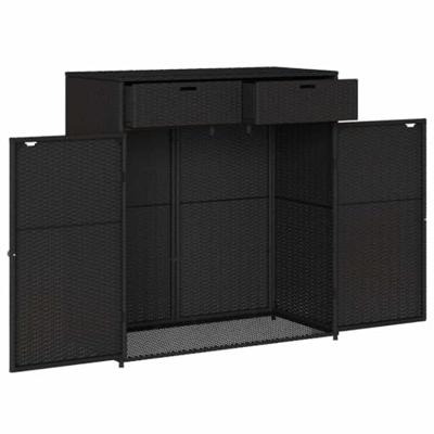 Tuinkast 105x55x113 cm poly rattan zwart