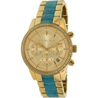 Michael Kors Ritz chronograaf quartz dameshorloge met goudkleurige wijzerplaat MK6328 - thumbnail