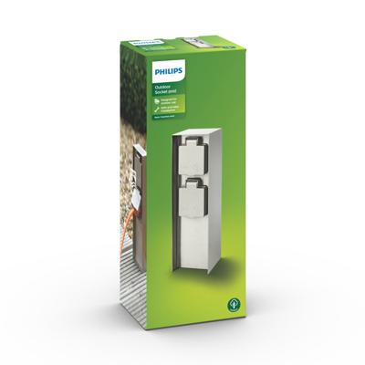 Philips LED 171084716 Buitenstopcontact 2-voudig RVS