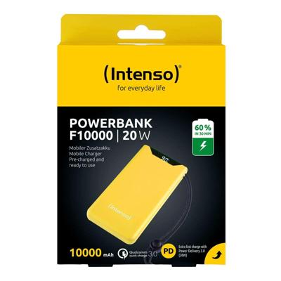 Intenso F10000 Powerbank 10000 mAh Quick Charge, USB PD LiPo USB-A, USB-C Geel Statusweergave Intenso F10000 Powerbank 10000 mAh Quick Charge, USB PD LiPo USB-A, USB-C Geel Statusweergave