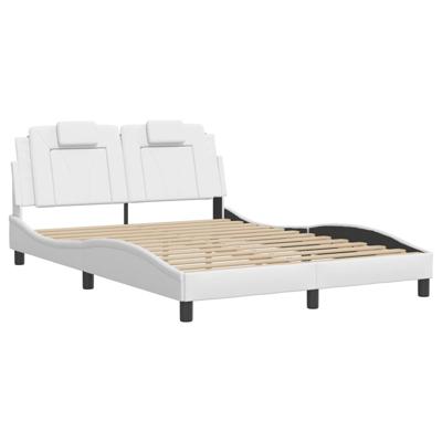 Bedframe met hoofdbord kunstleer wit 140x190 cm - thumbnail