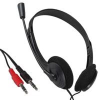 iggual Hoofdtelefoon met 90° draaibare microfoon en 1,8 m kabel met 2 x 3,5 mm jackstekker, inclusief wiel voor het instellen van het volume - thumbnail
