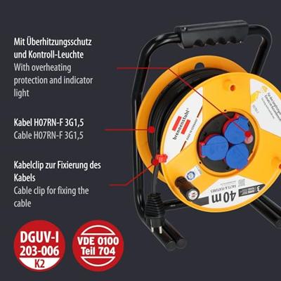 Brennenstuhl Kabelhaspel Brobusta-F290 | 40m 1,5 | 1318930 - 1318930 - thumbnail