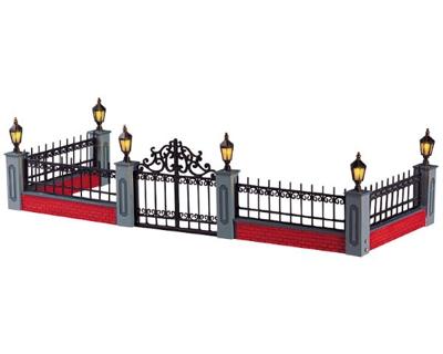 Lemax lighted wrought iron fence s/5 verlichte kerstdorp accessoire 2005