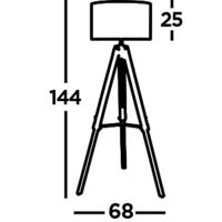 Searchlight Landelijke vloerlampEasel 145cm Tripod hout met taupe - EU6006BR - thumbnail