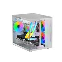 Mars Gaming MCVIEWW, Wit, Micro-ATX Mini-Tower Gaming Case, 90° Frameloos Gehard Glas, Modulair Dual Chamber Frame, Volledig Vloeistofgekoelde Case-ondersteuning - thumbnail