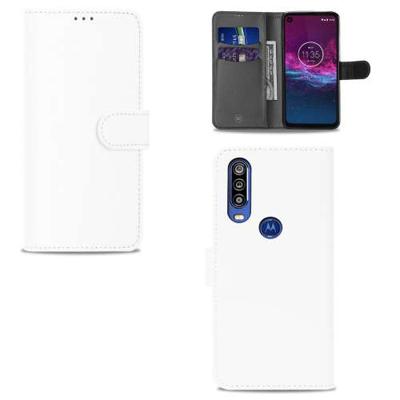 Bookcase Motorola One Action Hoesje Wit met Pasjeshouder Bookcase Motorola One Action Hoesje Wit met Pasjeshouder