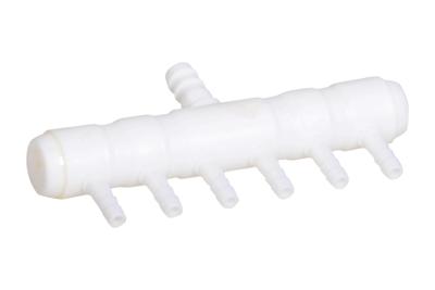 Luchtverdeler kunststof 9MM 6 uitgangen zonder kraan