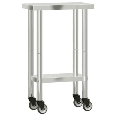 VidaXL Keukenwerktafel met wielen 55x30x85 cm roestvrij staal
