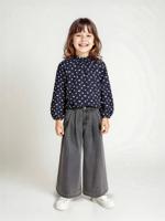 Wijde jeans met plooien voor meisjes denimgrijs - thumbnail