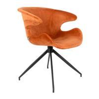 Zuiver Eetkamerstoel 'Mia' Velvet, kleur Oranje - thumbnail