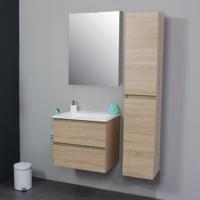 Badkamermeubel BWS Pepper Wastafel Acryl Incl Spiegelkast Zonder Kraangat 60x55x46 cm Eiken Boss & Wessing - thumbnail