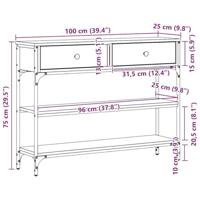 Wandtafel met lade Zwart Eiken 72.5 x 25 x 75 cm Bewerkt hout - thumbnail
