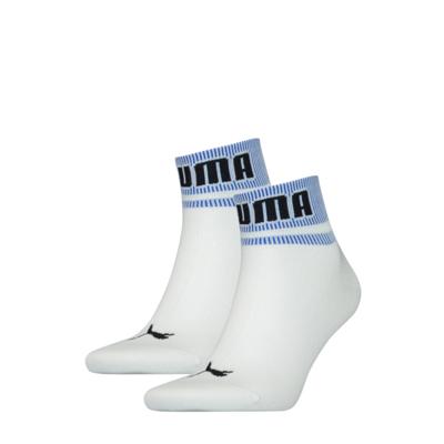 Puma Quarter Sokken New Heritage 2-pack Wit / Blauw-43/46 Puma Quarter Sokken New Heritage 2-pack Wit / Blauw-43/46