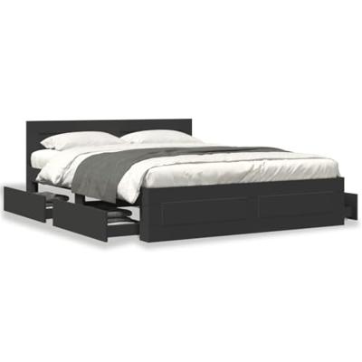 Bedframe met hoofdeinde zonder matras 160x200 cm zwart