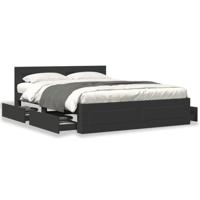 Bedframe met hoofdeinde zonder matras 160x200 cm zwart - thumbnail