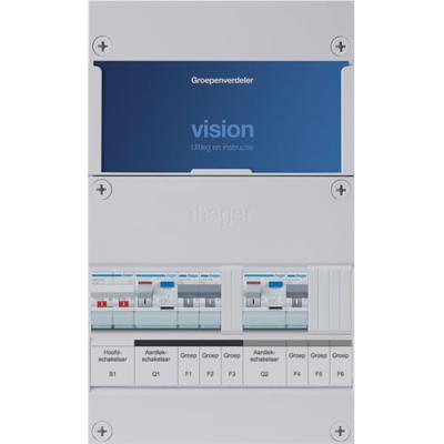 Groepenkast Hager VKG21B 3-groepenverdeler met hoofdschakelaar 2x ALS 30mA, 1-fase