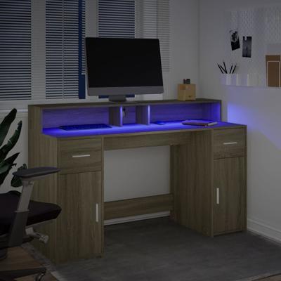 Bureau met LED-verlichting 200x55x91 cm hout sonoma eikenkleur