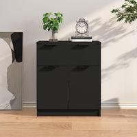 Dressoir 60x30x70 cm bewerkt hout zwart - thumbnail