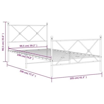 Bedframe met hoofd- en voeteneinde metaal zwart 100x190 cm - thumbnail