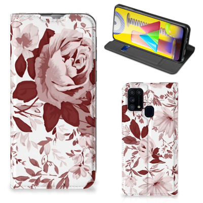 Bookcase Samsung Galaxy M31 Watercolor Flowers Bookcase Samsung Galaxy M31 Watercolor Flowers