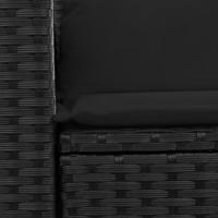 Tuinbank 2-zits met kussens poly rattan zwart - thumbnail