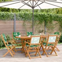 7-delige Tuinset bladpatroon stof en massief hout - thumbnail