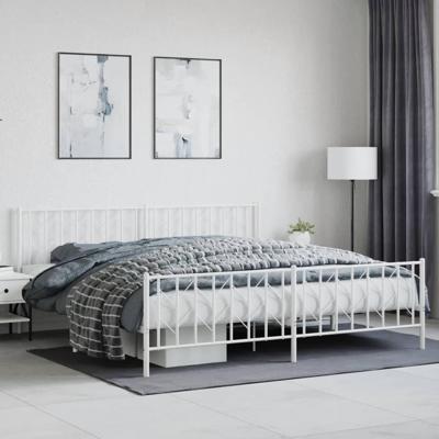 Bedframe met hoofd- en voeteneinde metaal wit 200x200 cm