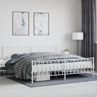 Bedframe met hoofd- en voeteneinde metaal wit 200x200 cm - thumbnail