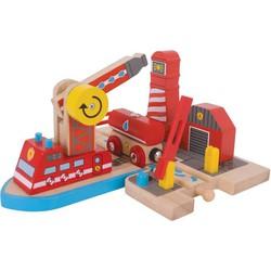 Bigjigs houten rails brandweerhaven