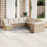 11-delige Tuinset met kussens poly rattan beige - thumbnail