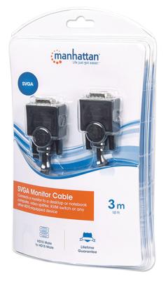 Manhattan VGA Aansluitkabel [1x VGA-stekker - 1x VGA-stekker] 3.00 m Zwart