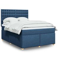 Boxspring met matras stof blauw 140x190 cm - thumbnail