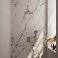 Brauer Brushed Carving Thermostatische Regendoucheset Inbouw - Hoofddouche 30 cm - Gebogen Wandarm - 3 Weg - Handdouche 3 Standen - Doucheslang - Wandaansluitbocht - Rvs - thumbnail