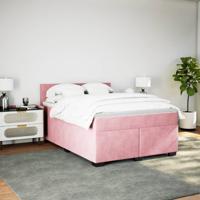 Boxspring met matras fluweel roze 140x200 cm - thumbnail