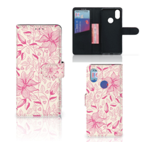 Xiaomi Mi A2 Hoesje Pink Flowers - thumbnail