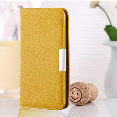 Voor iPhone 12 Litchi Texture Horizontale Flip Lederen case met houder & kaartslots(geel)