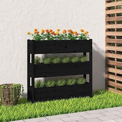 VidaXL Plantenbak 112x25x104,5 cm massief grenenhout zwart