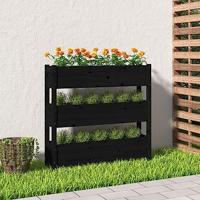 VidaXL Plantenbak 112x25x104,5 cm massief grenenhout zwart - thumbnail