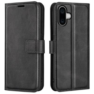 Casecentive Leren Wallet case met sluiting iPhone 16 zwart