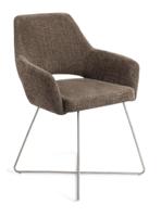 Jesper Home Yanai eetkamerstoel Checked Chestnut cross steel - thumbnail